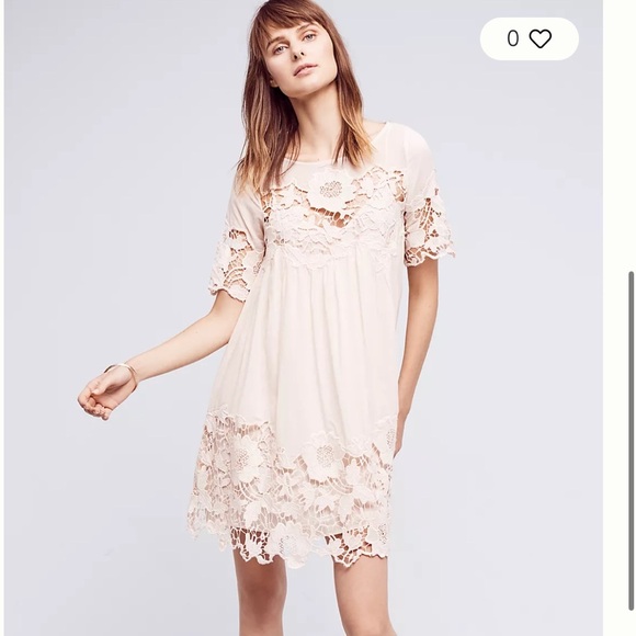 Holding Horses Anthropologie Beige Lace Dress size 12 - Picture 1 of 7
